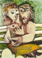 Paar assis sur un banc 1971 Kubismus